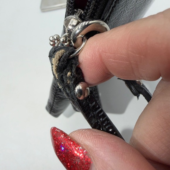 Coach Black Patent Leather Wristlet Phone Wallet Pouch Bag Charm - Picture 9 of 9